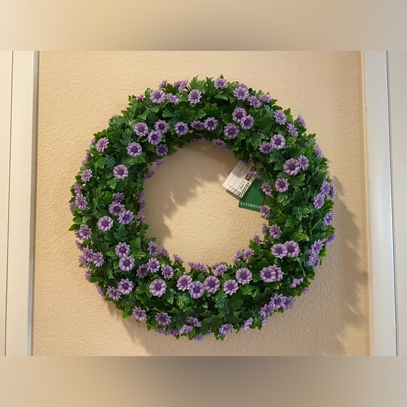 House & Garden 🩷20'' Floral collection Wreath UV Resistant purple NWT - Picture 1 of 9